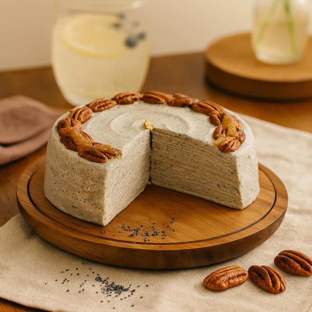 Black Sesame with Pecan Mille Crepe
