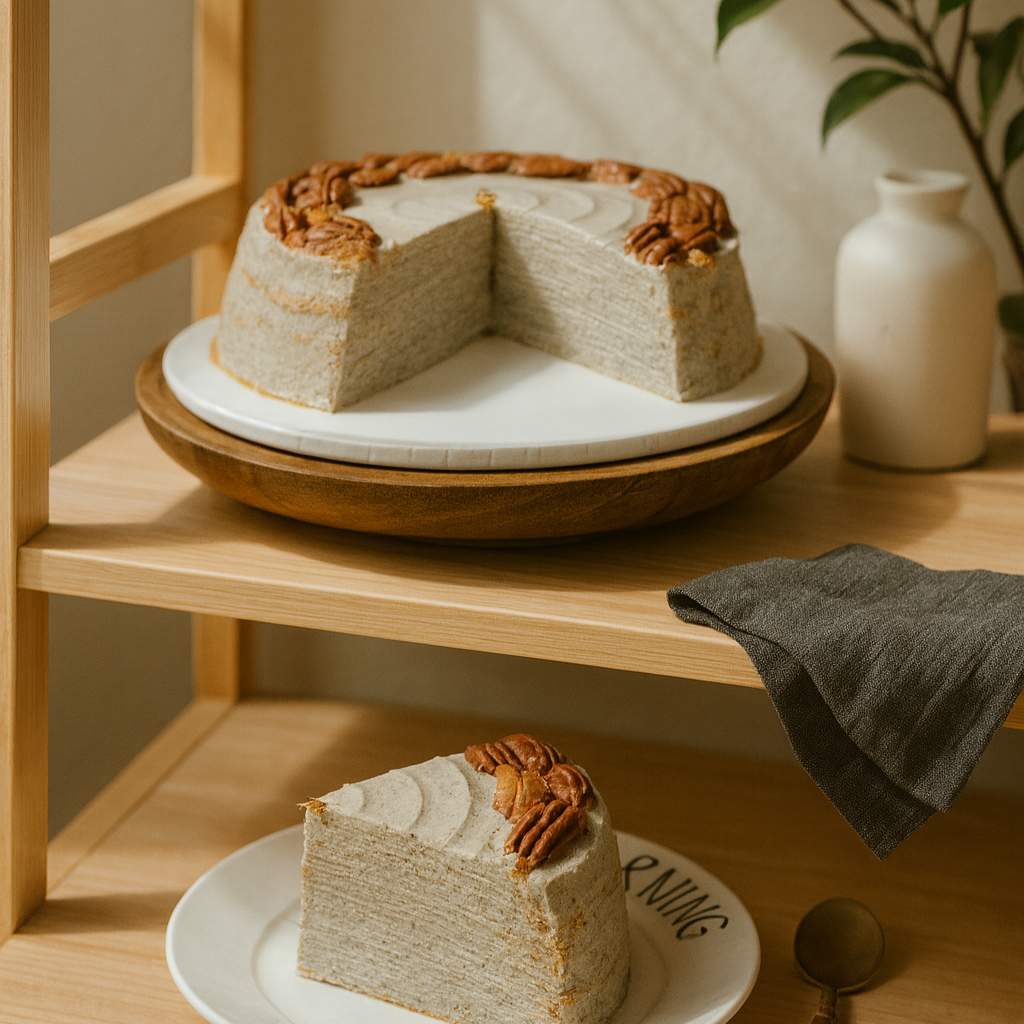 Black Sesame with Pecan Mille Crepe