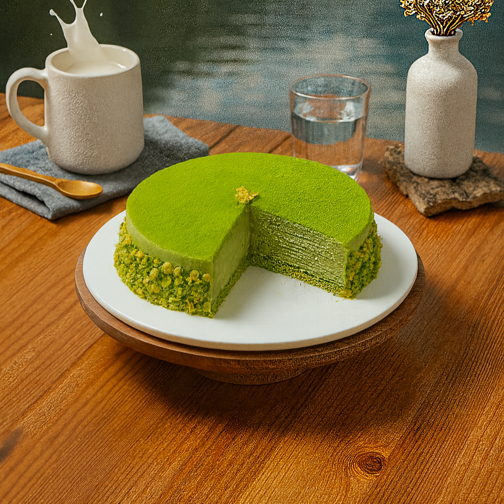 Matcha with Pistachios Mille Crepe