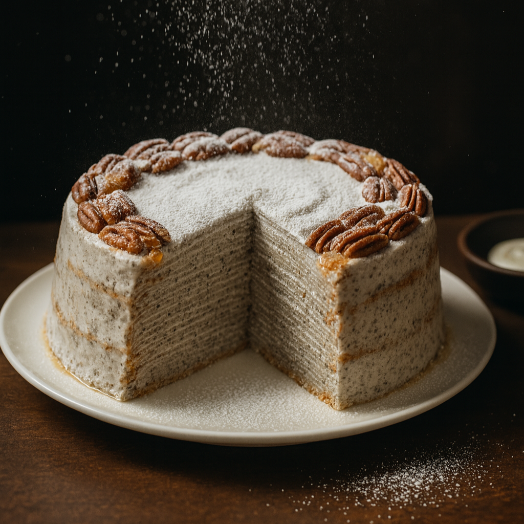 Black Sesame with Pecan Mille Crepe