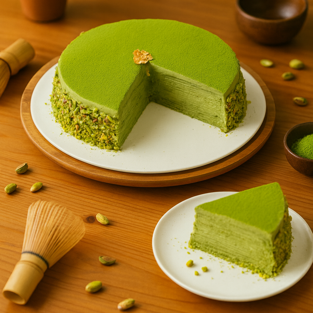 Matcha with Pistachios Mille Crepe